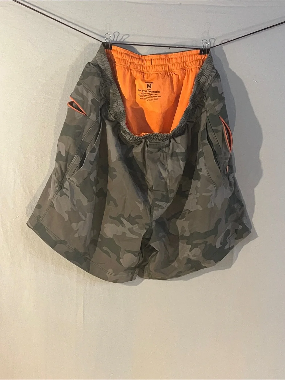 Birddogs Men's Camo Athletic Shorts with Orange Liner